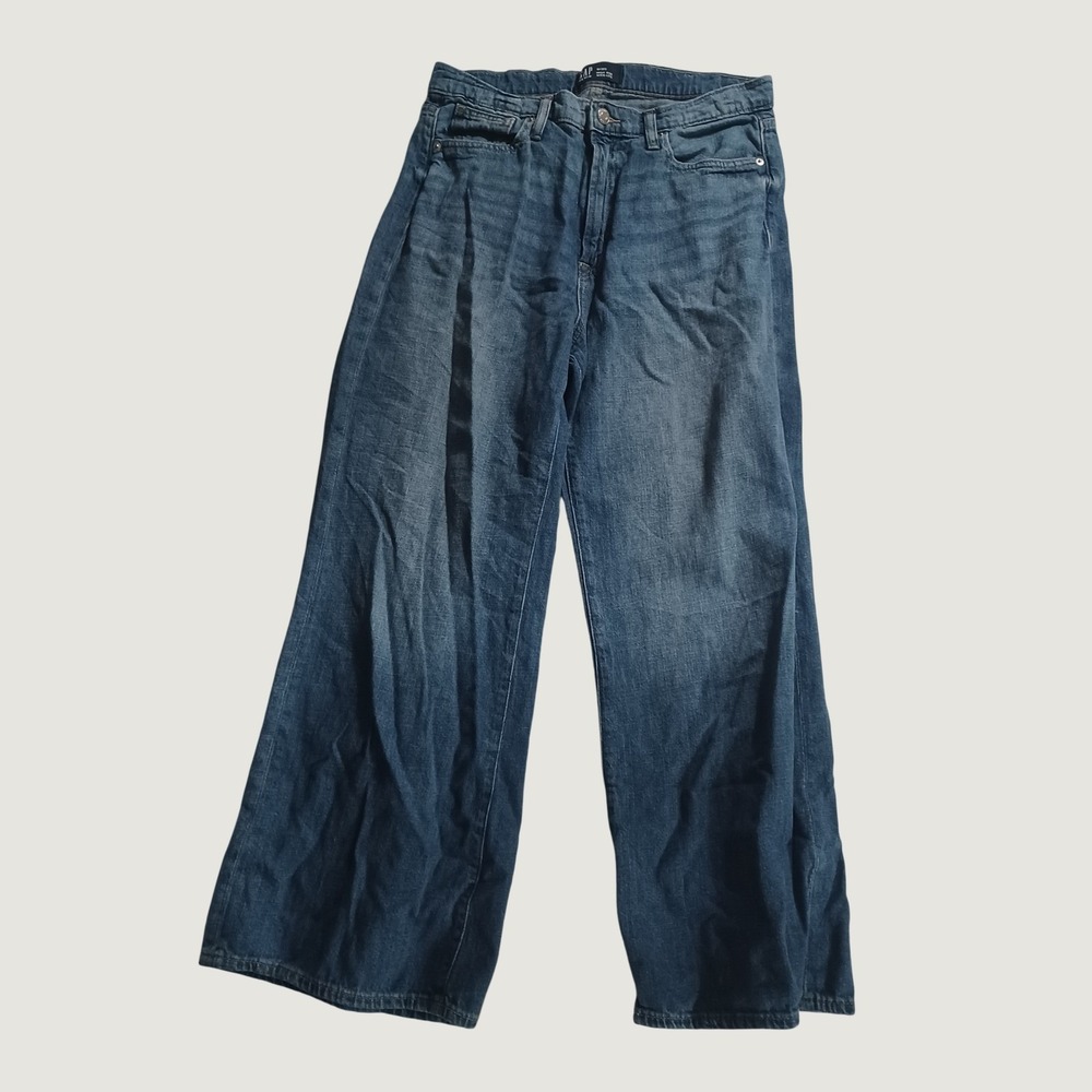 Gap High Rise Wide Leg Jeans Womens 10/30S Medium Wash Denim 12988